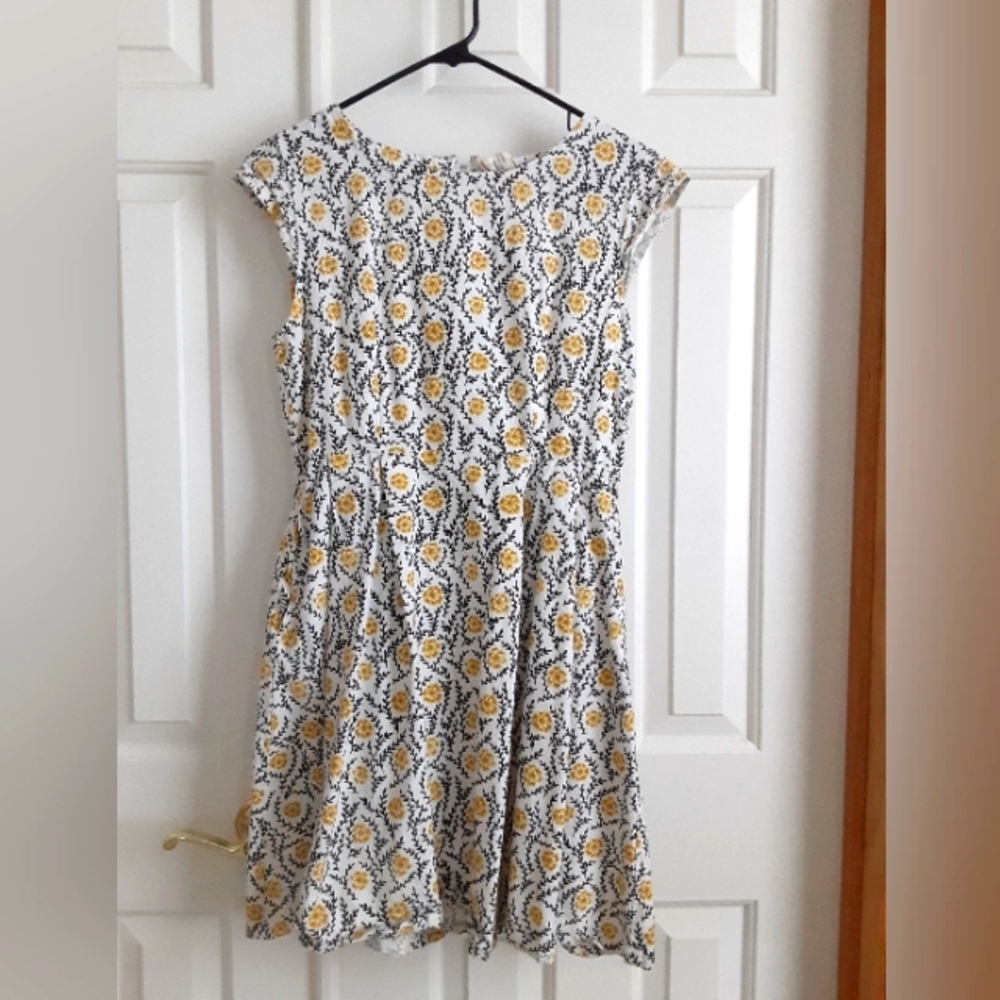 Mata Traders fit-and-flare yellow print dress size M